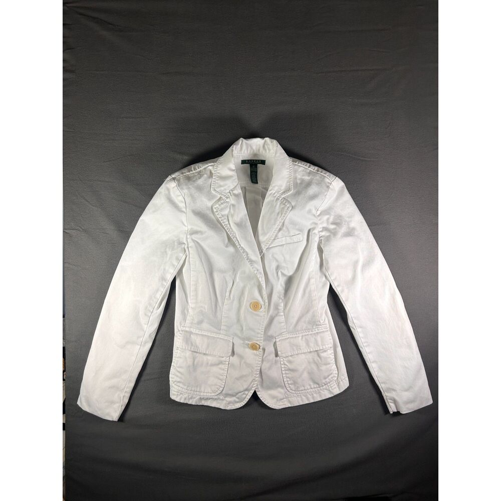 Lauren Ralph Lauren White Blazer Jacket 6P Classic Preppy Old Money Layering